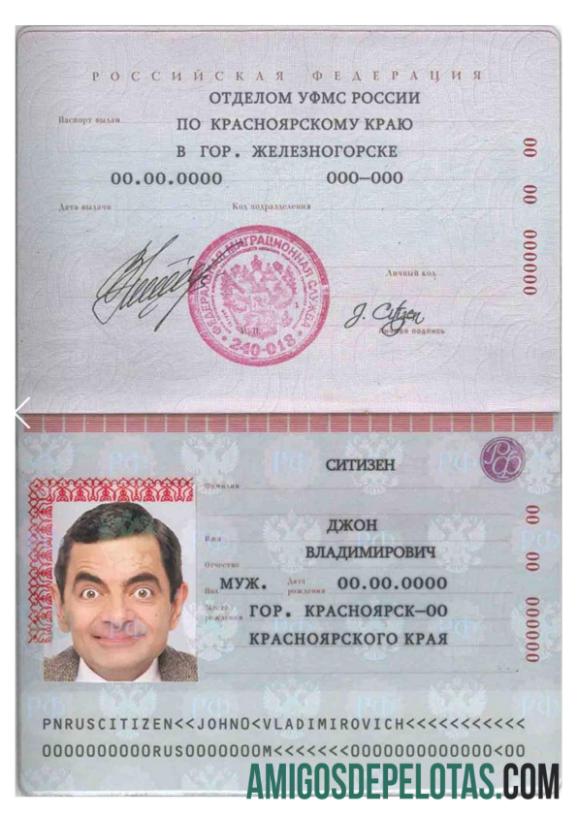 Passaporte Padrão Russo amostra